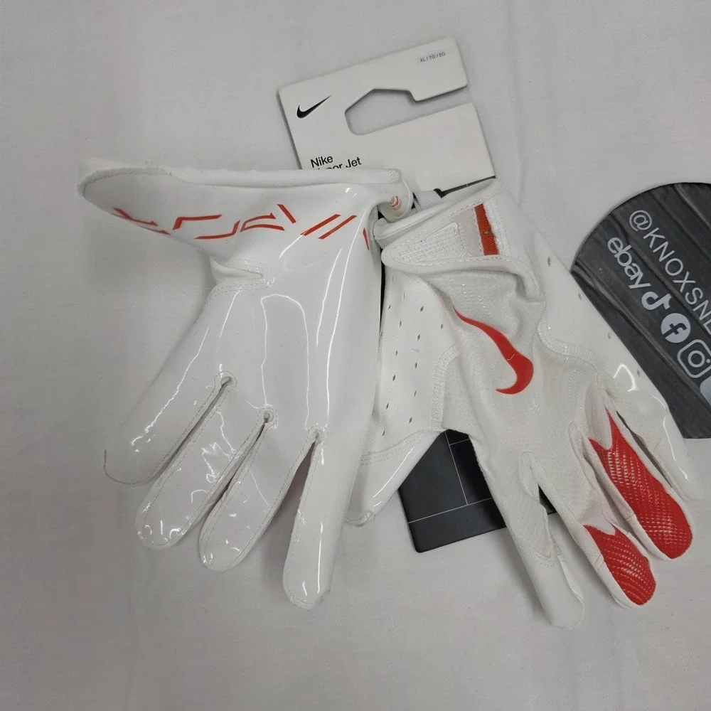 Nike Vapor Jet Football Gloves White Red Men's Size XLarge